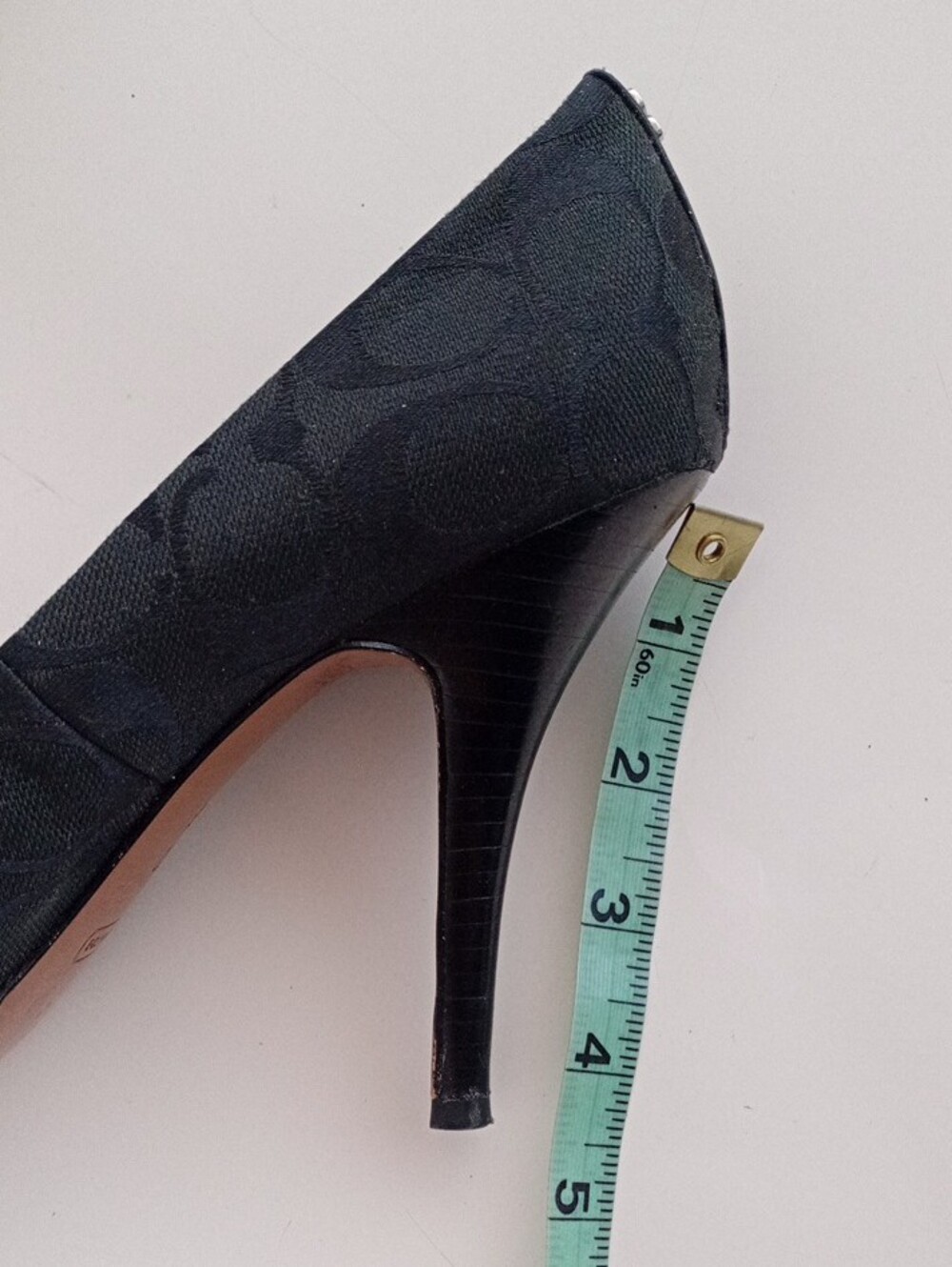 COACH Black Signature Monogram Pointed Toe Heels Size 10B | Designer Dress Shoes - Picture 11 of 17